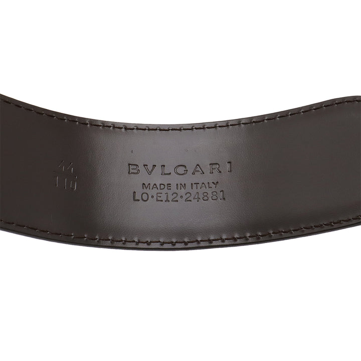 Bvlgari Grain Leather Belt Dark Brown in Pristine Condition