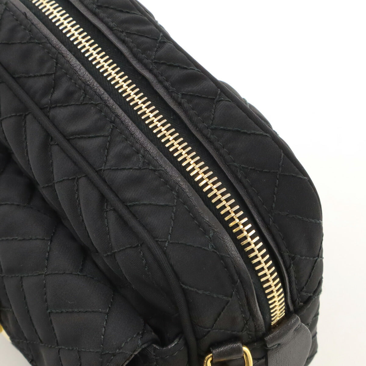 Prada Nylon Leather Shoulder Bag Black