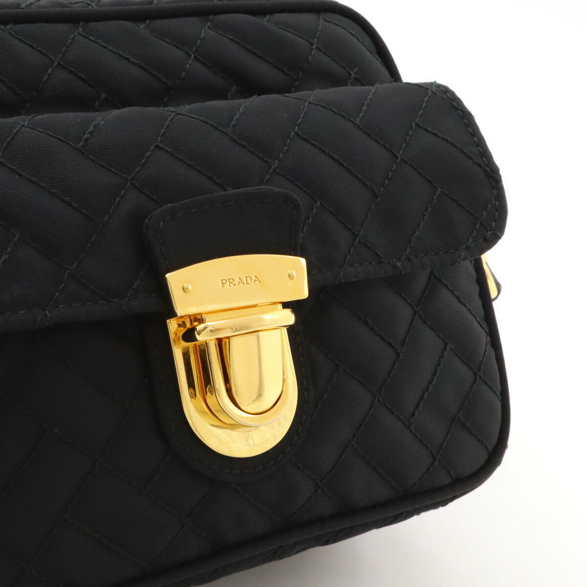 Prada Nylon Leather Shoulder Bag Black