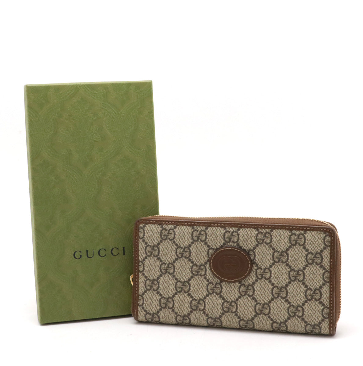 Gucci Interlocking G GG Supreme Zip Around Wallet 673003