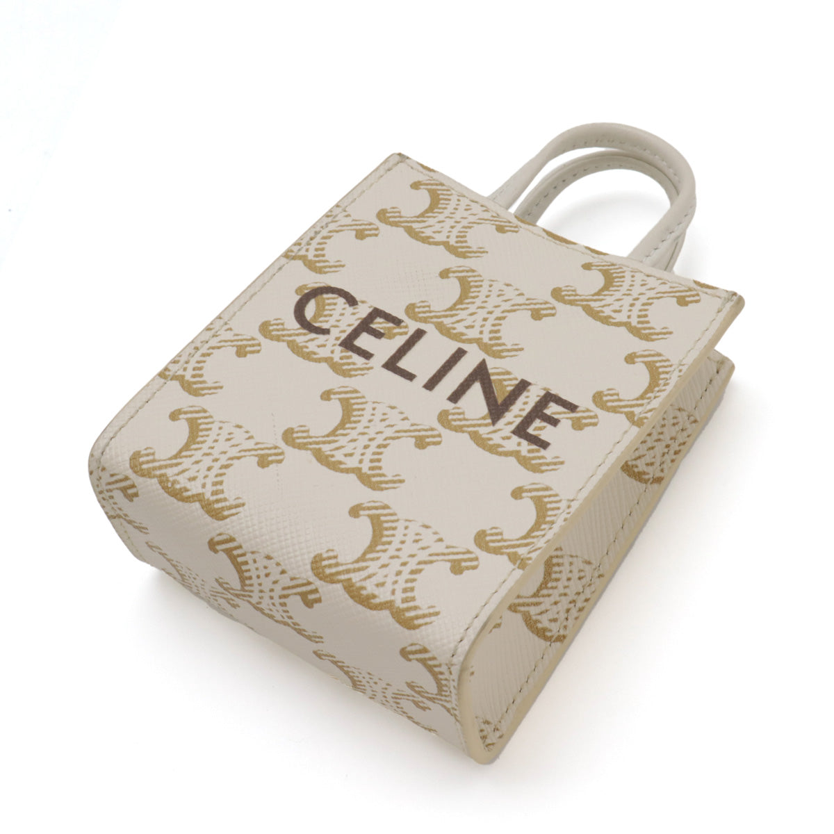 Celine Micro Vertical Cabas Bag Charm Trionf Canvas Ivory