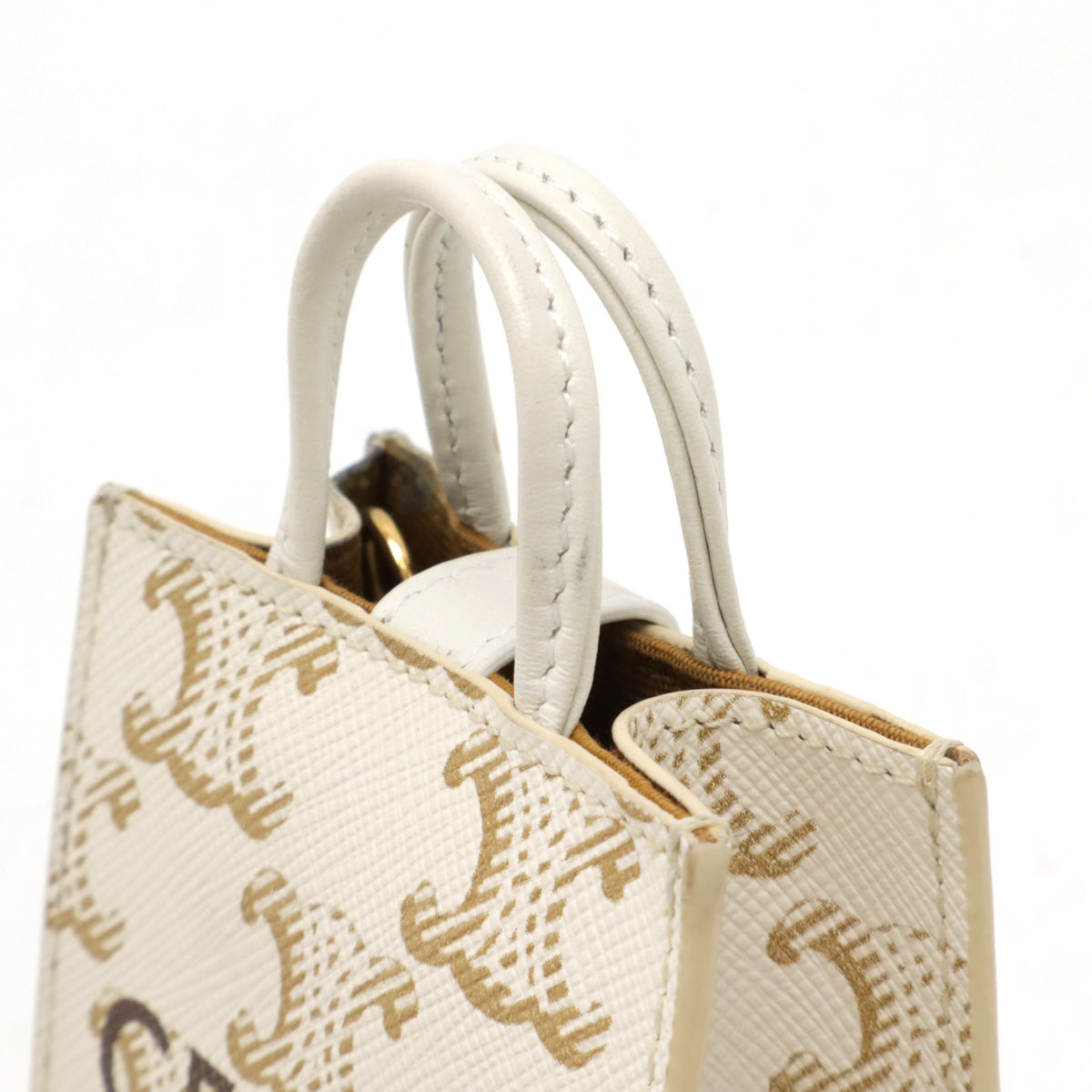 Celine Micro Vertical Cabas Bag Charm Trionf Canvas Ivory