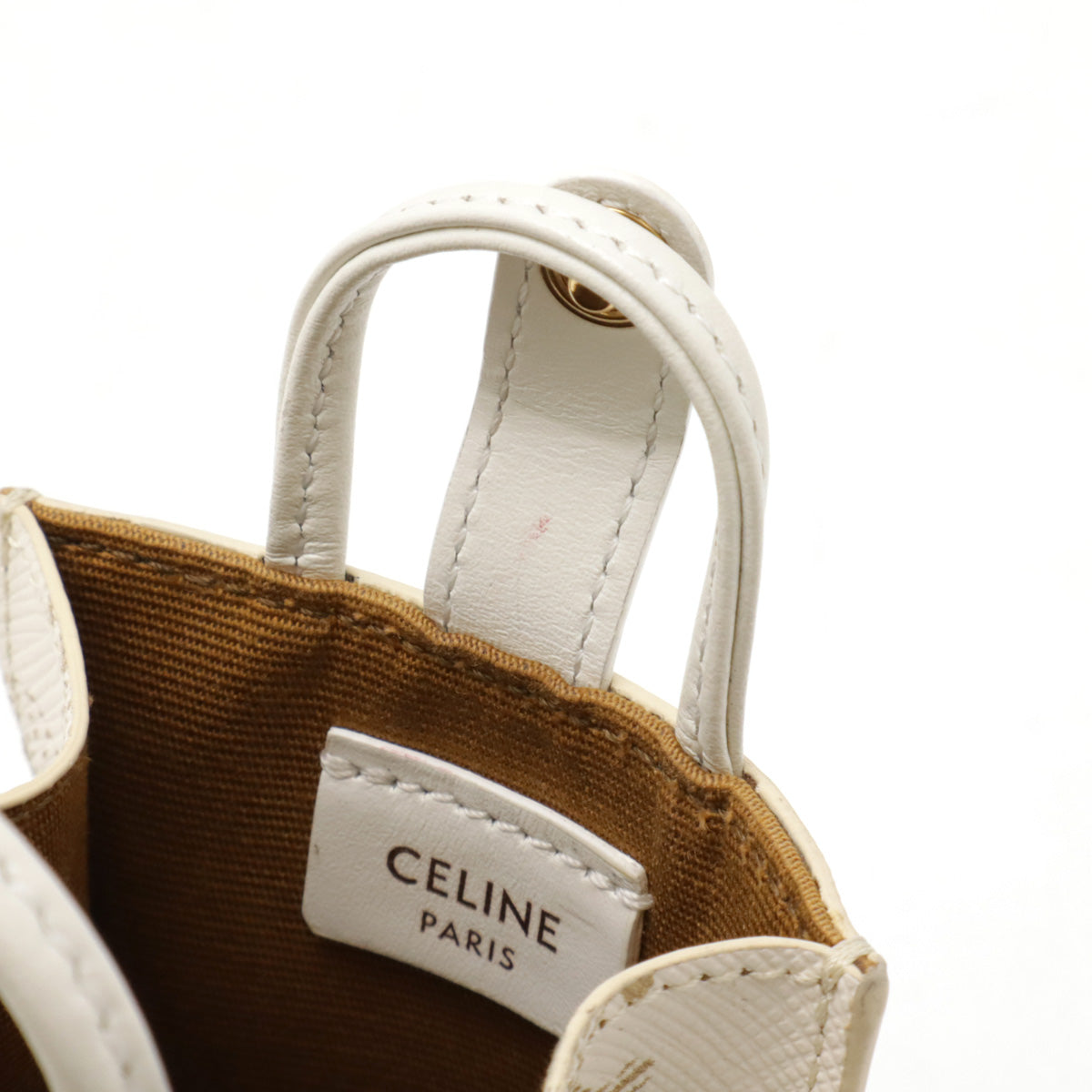 Celine Micro Vertical Cabas Bag Charm Trionf Canvas Ivory