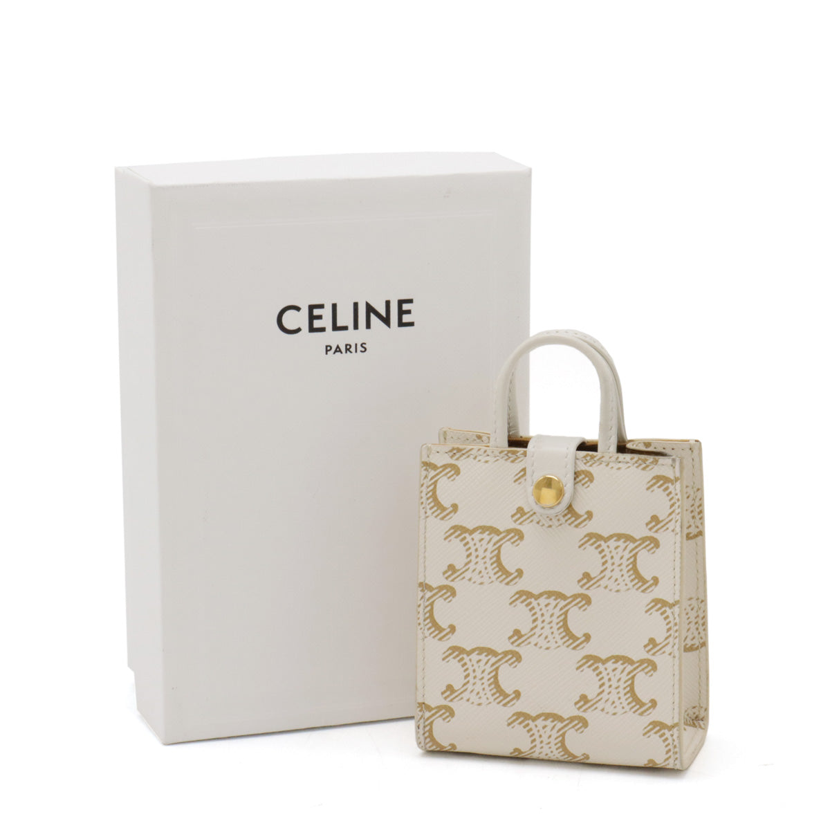 Celine Micro Vertical Cabas Bag Charm Trionf Canvas Ivory