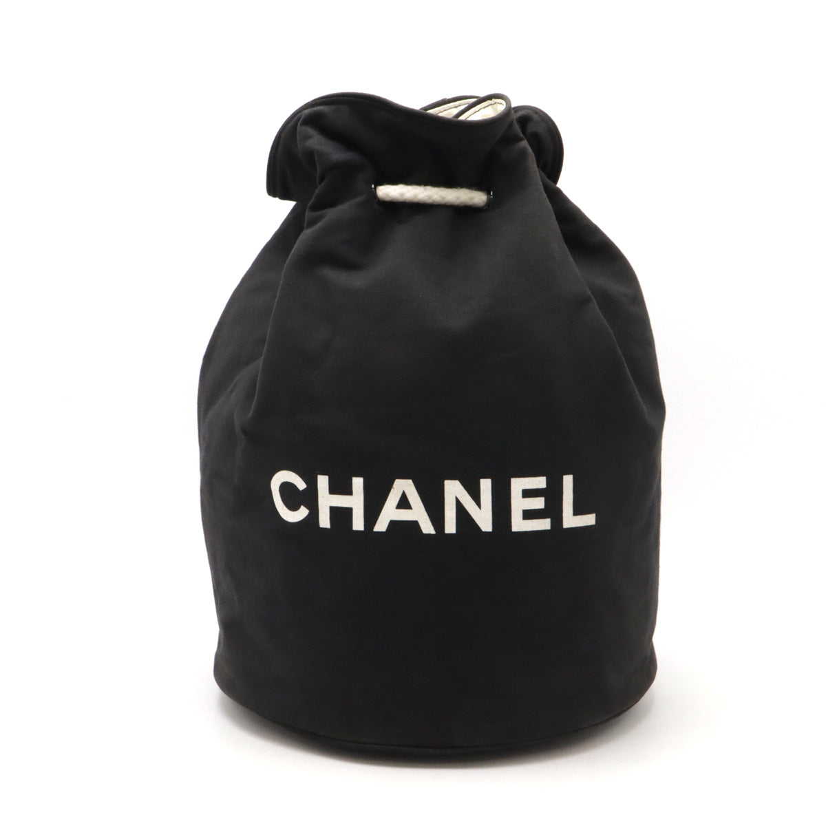 Chanel Canvas/Vinyl Logo Print Pool Shoulder Drawstring Bag in Very Good Condition