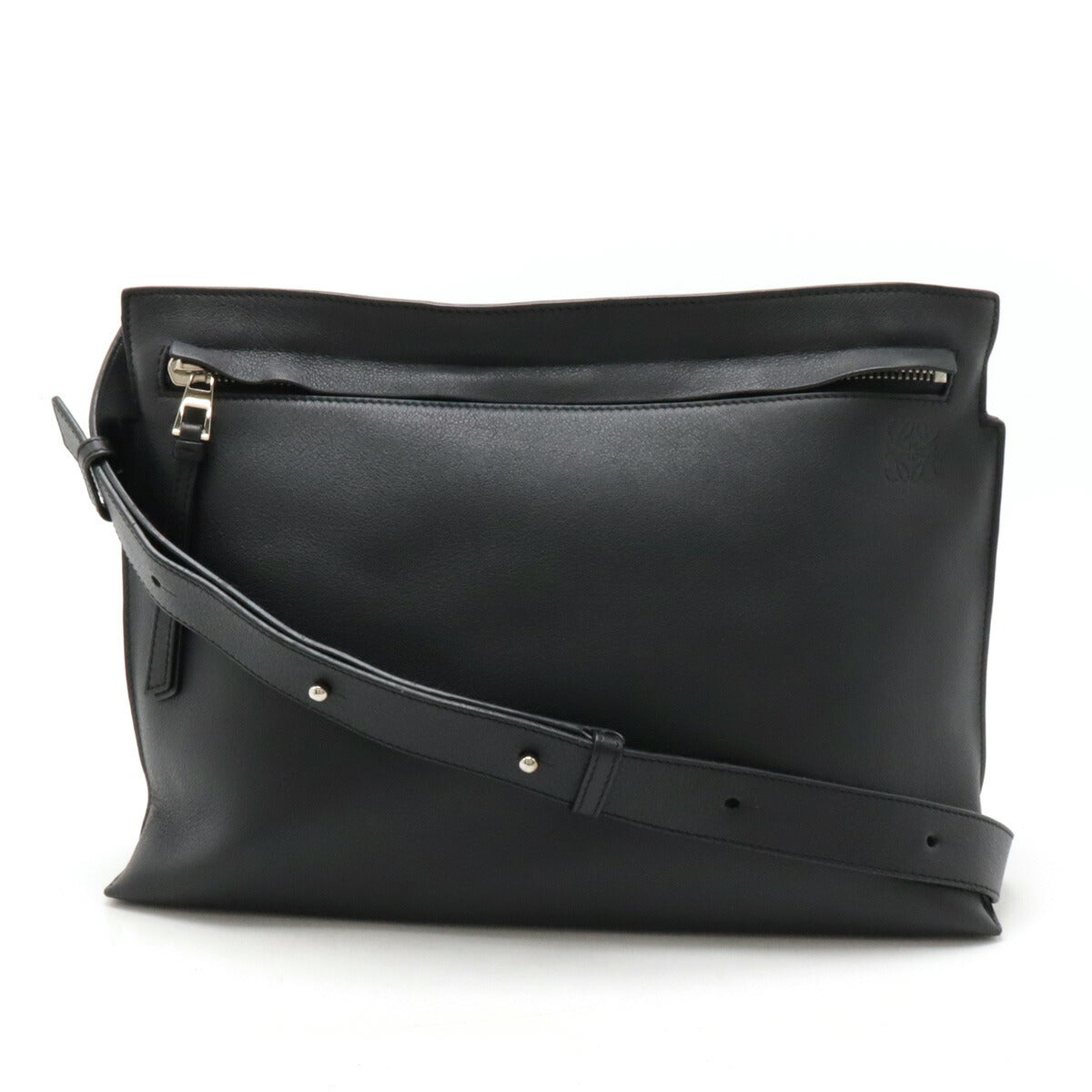 Loewe Anagram T Leather Messenger Bag Black