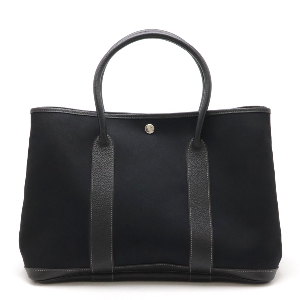 Hermes Garden Party PM Tote Bag Canvas Leather Black