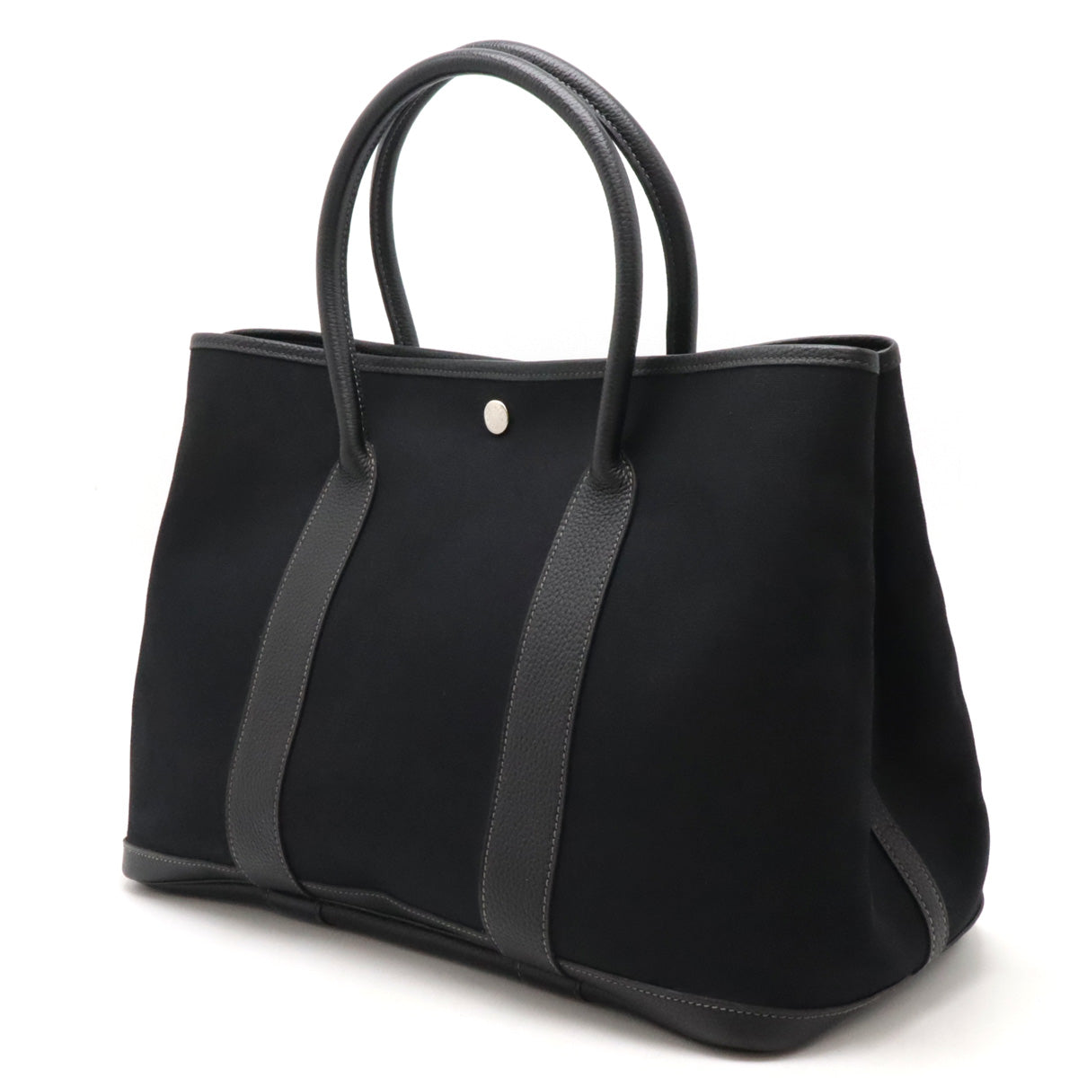 Hermes Garden Party PM Tote Bag Canvas Leather Black