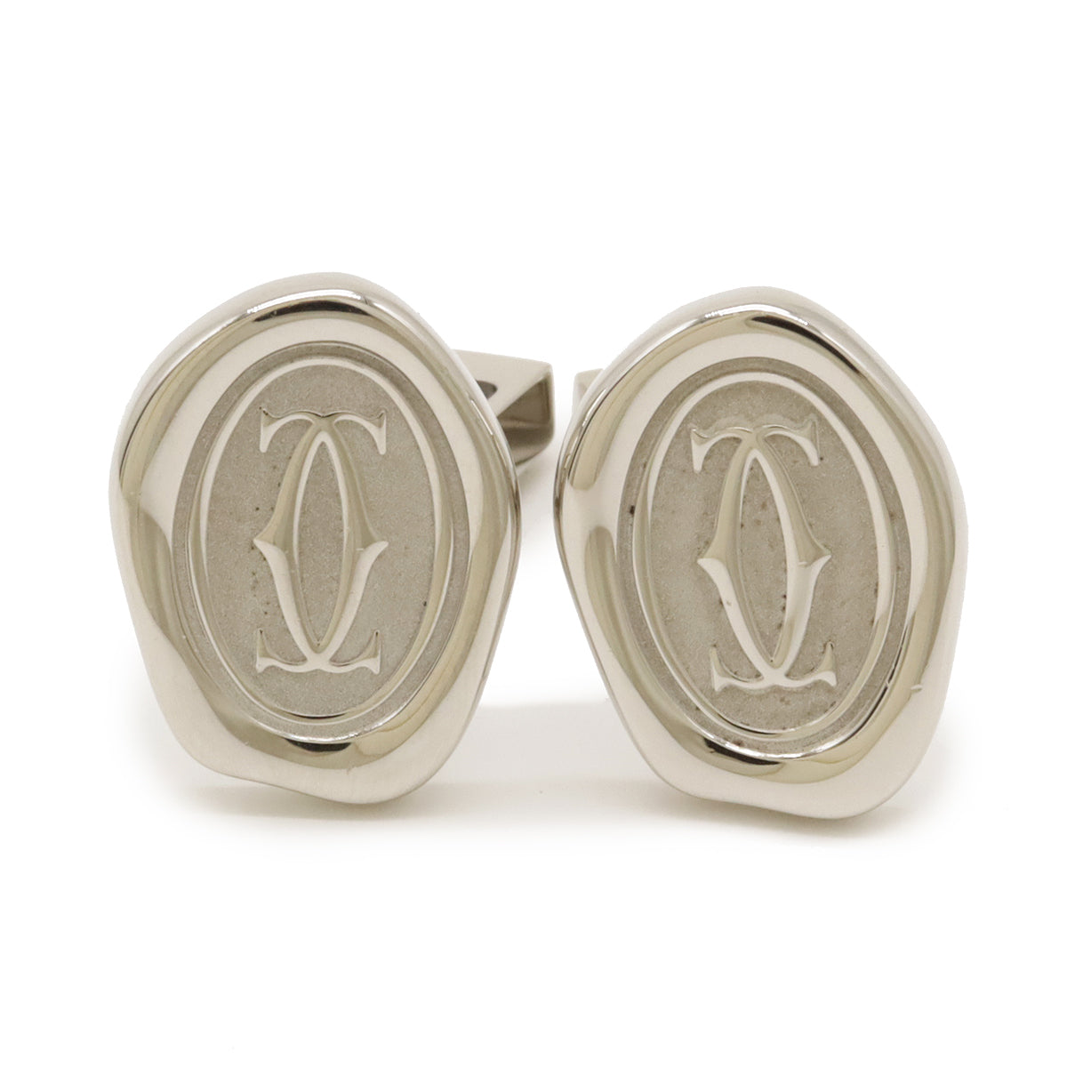 Cartier Silver Wax Seal Motif Cufflinks in Great Condition