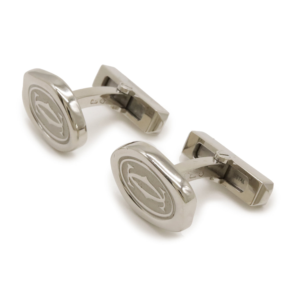 Cartier Silver Wax Seal Motif Cufflinks in Great Condition