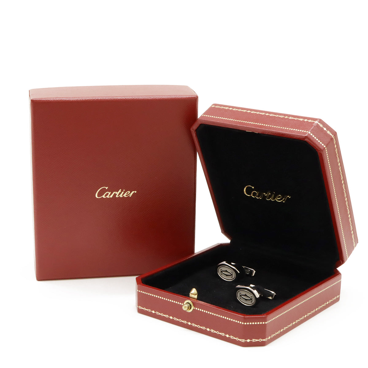 Cartier Silver Wax Seal Motif Cufflinks in Great Condition