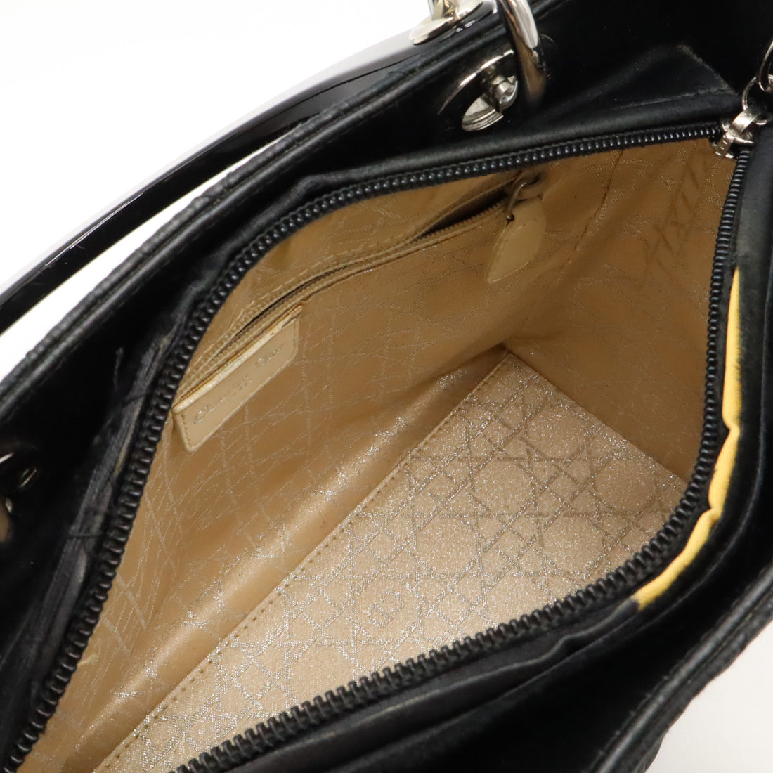 Christian Dior Lady Dior Nylon Handbag Black in Good Condition