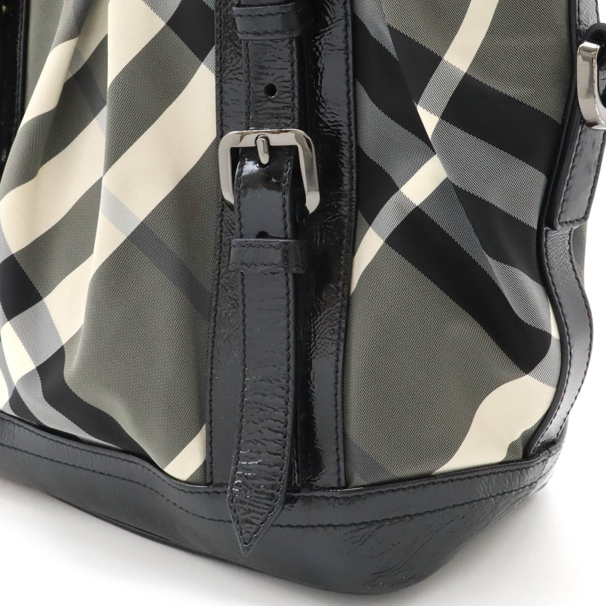 Burberry Nylon Patent Leather Beat Check Tote Bag