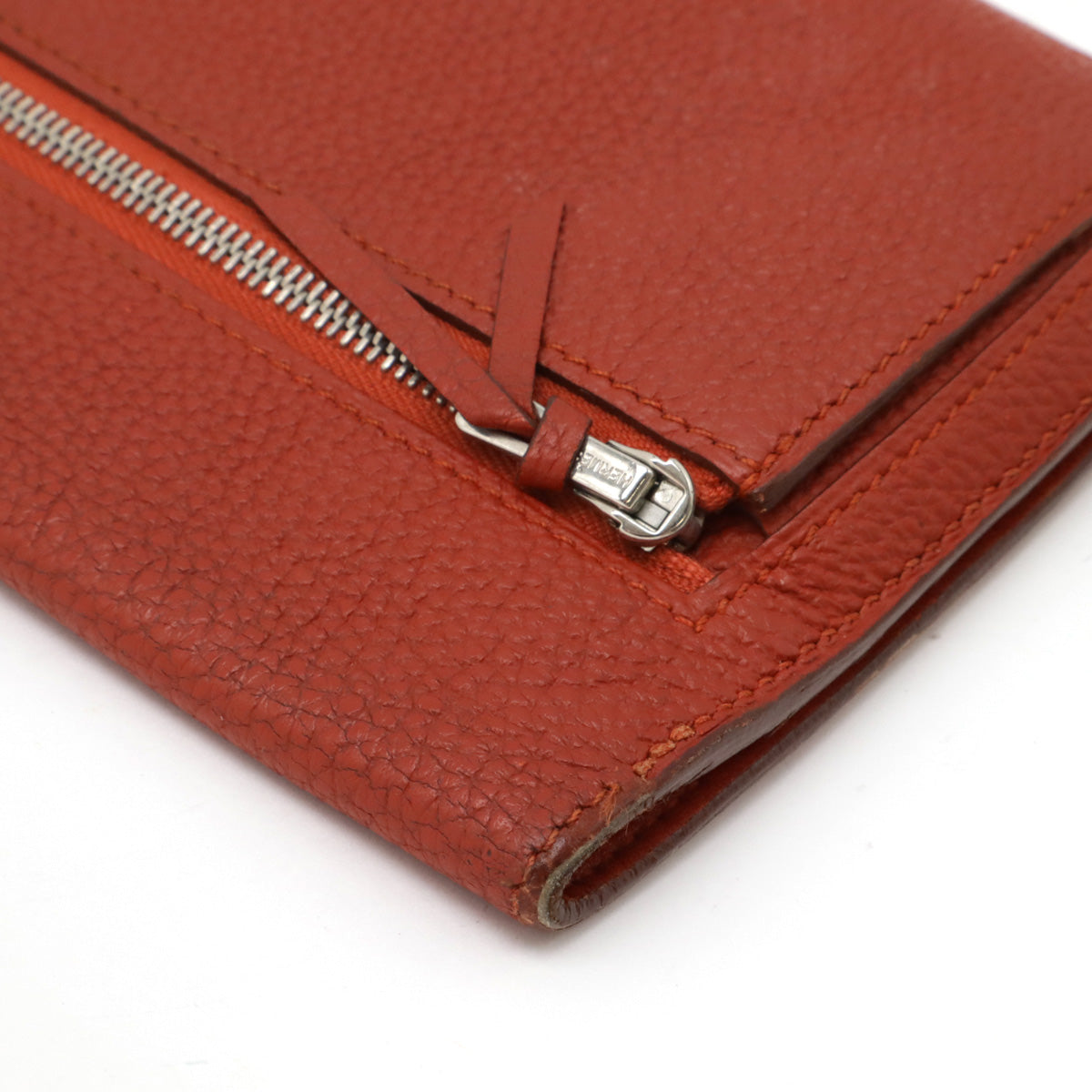 Hermes Leather Dogon Recto Verso Long Bifold Wallet Red Silver Hardware