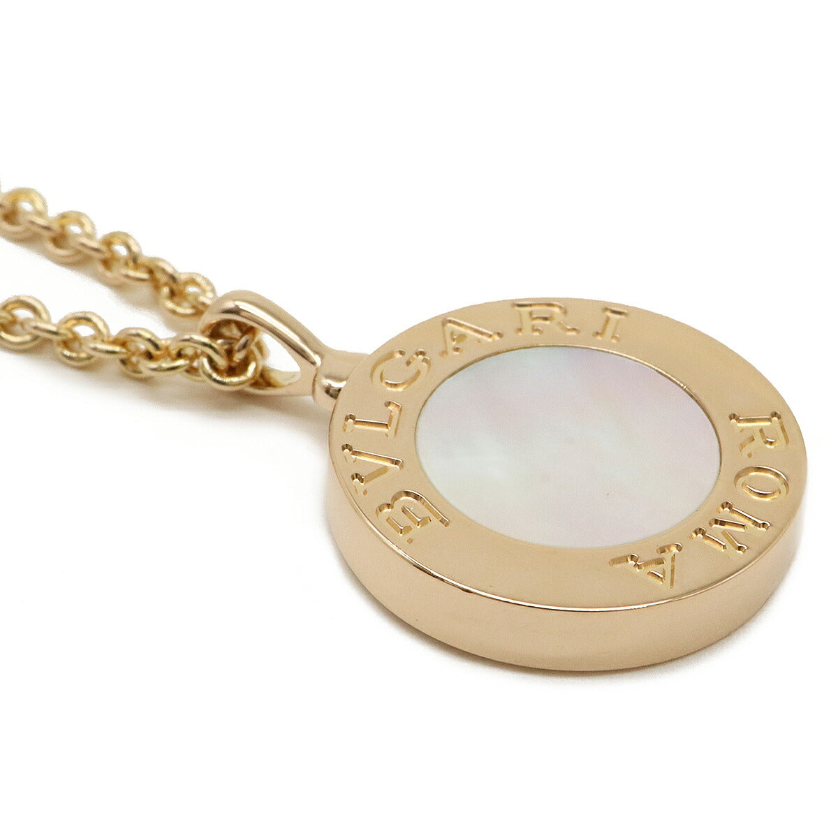 Bvlgari Necklace Pendant K18PG Diamond Mother of Pearl