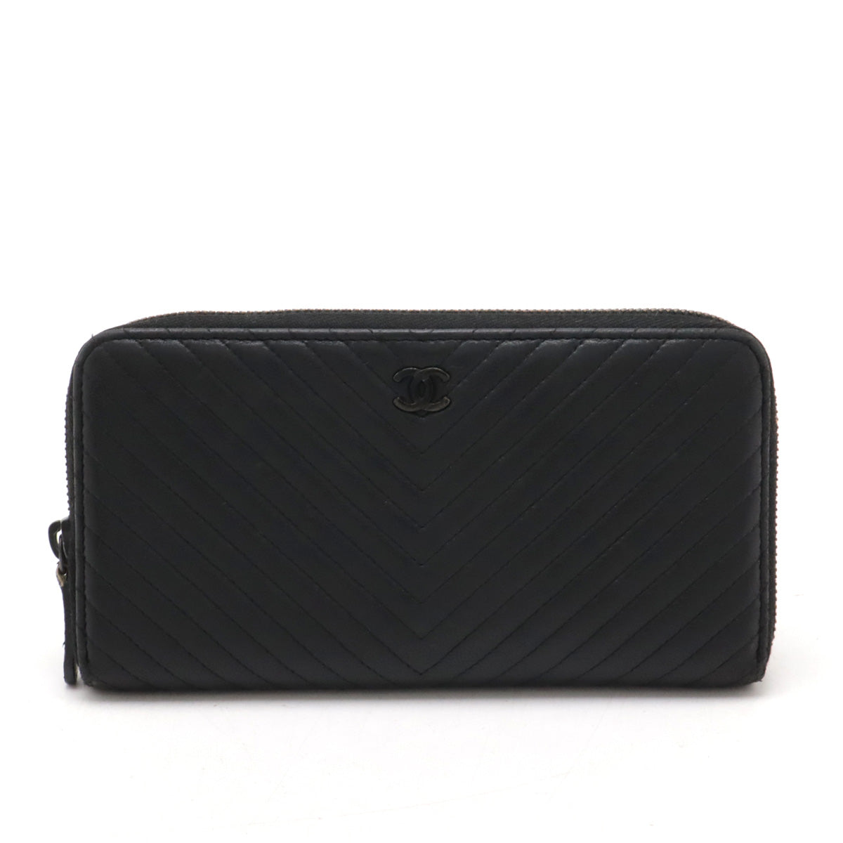 Chanel Chevron V-Stitch Lambskin Leather Long Wallet