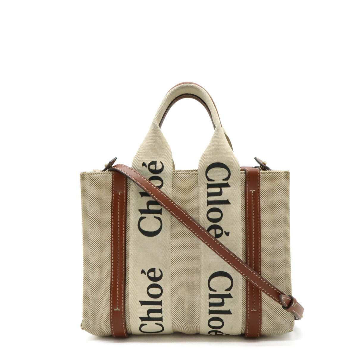 Chloe Woody Small Canvas Leather Handbag