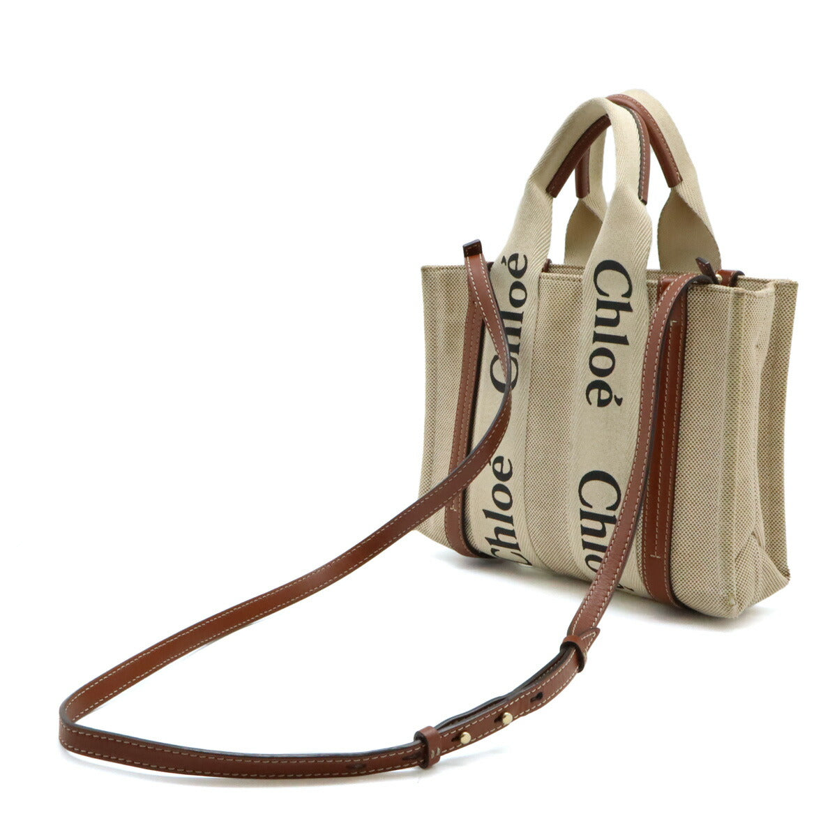 Chloe Woody Small Canvas Leather Handbag