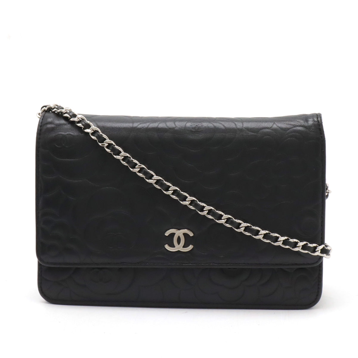 Chanel Camellia Lambskin Chain Wallet A47421