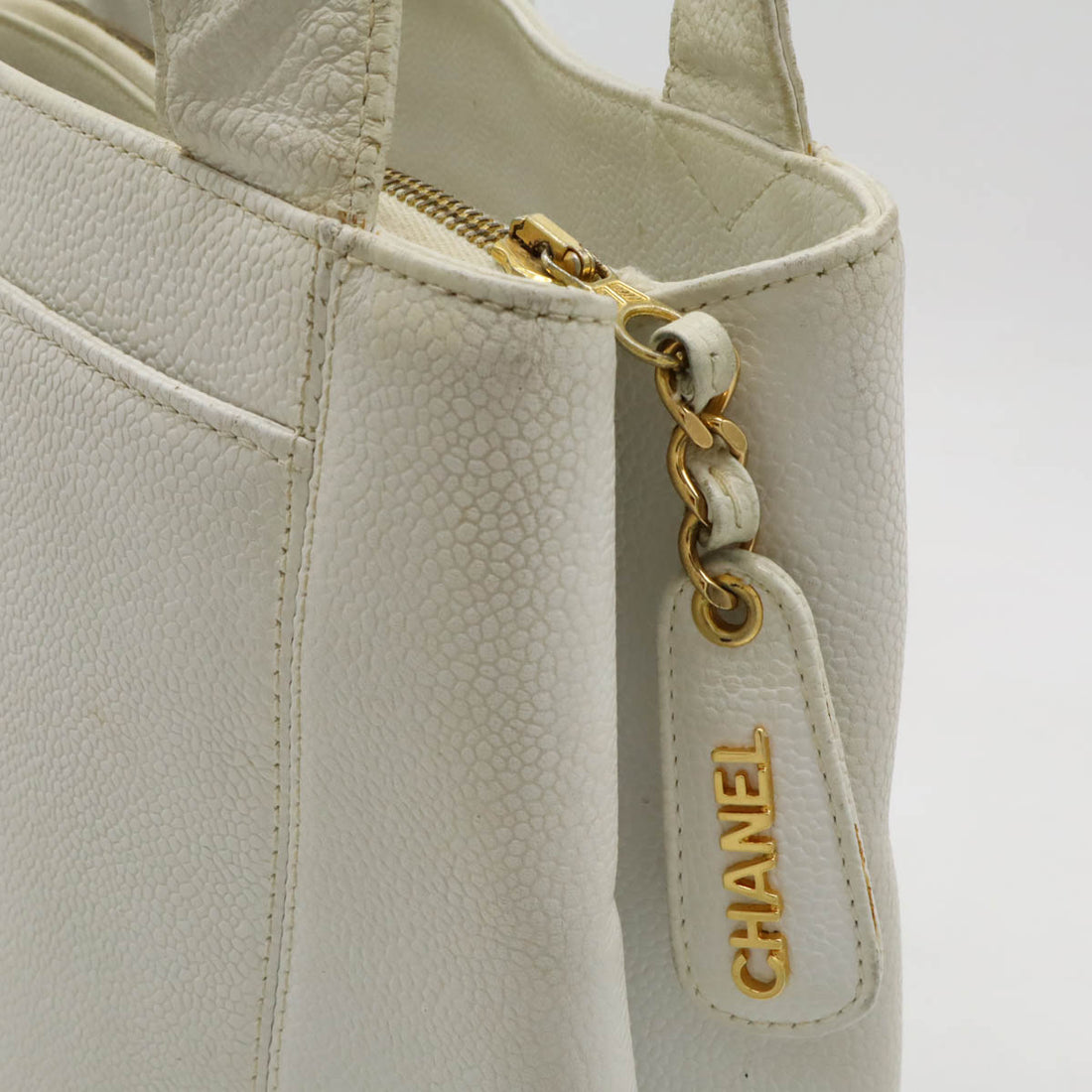 Chanel Caviar Skin Logo Tote Bag