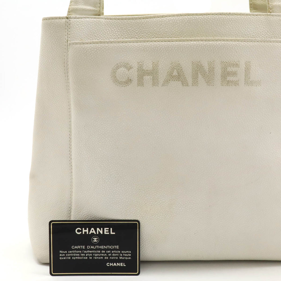 Chanel Caviar Skin Logo Tote Bag