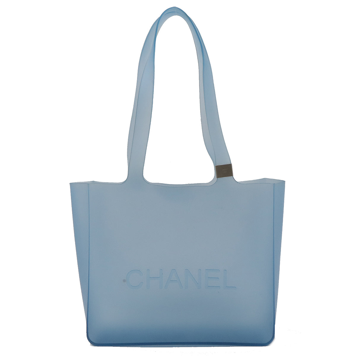 Chanel Rubber Logo Tote Bag Blue in Very Good Condition