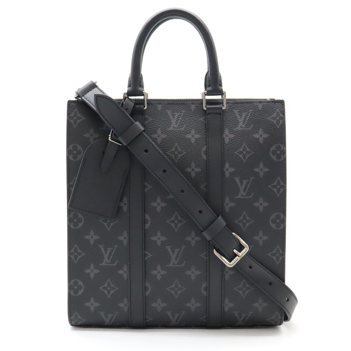 Louis Vuitton Monogram Eclipse Canvas/Leather Sac Plat Cross Handbag Tote M46456 in Very Good Condition