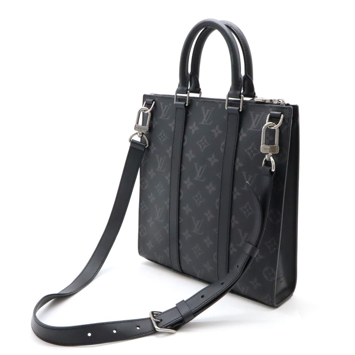 Louis Vuitton Monogram Eclipse Canvas/Leather Sac Plat Cross Handbag Tote M46456 in Very Good Condition