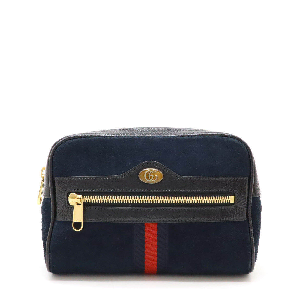 Gucci Ophidia Small Belt Bag Suede Patent Leather Navy in Very Good Condition