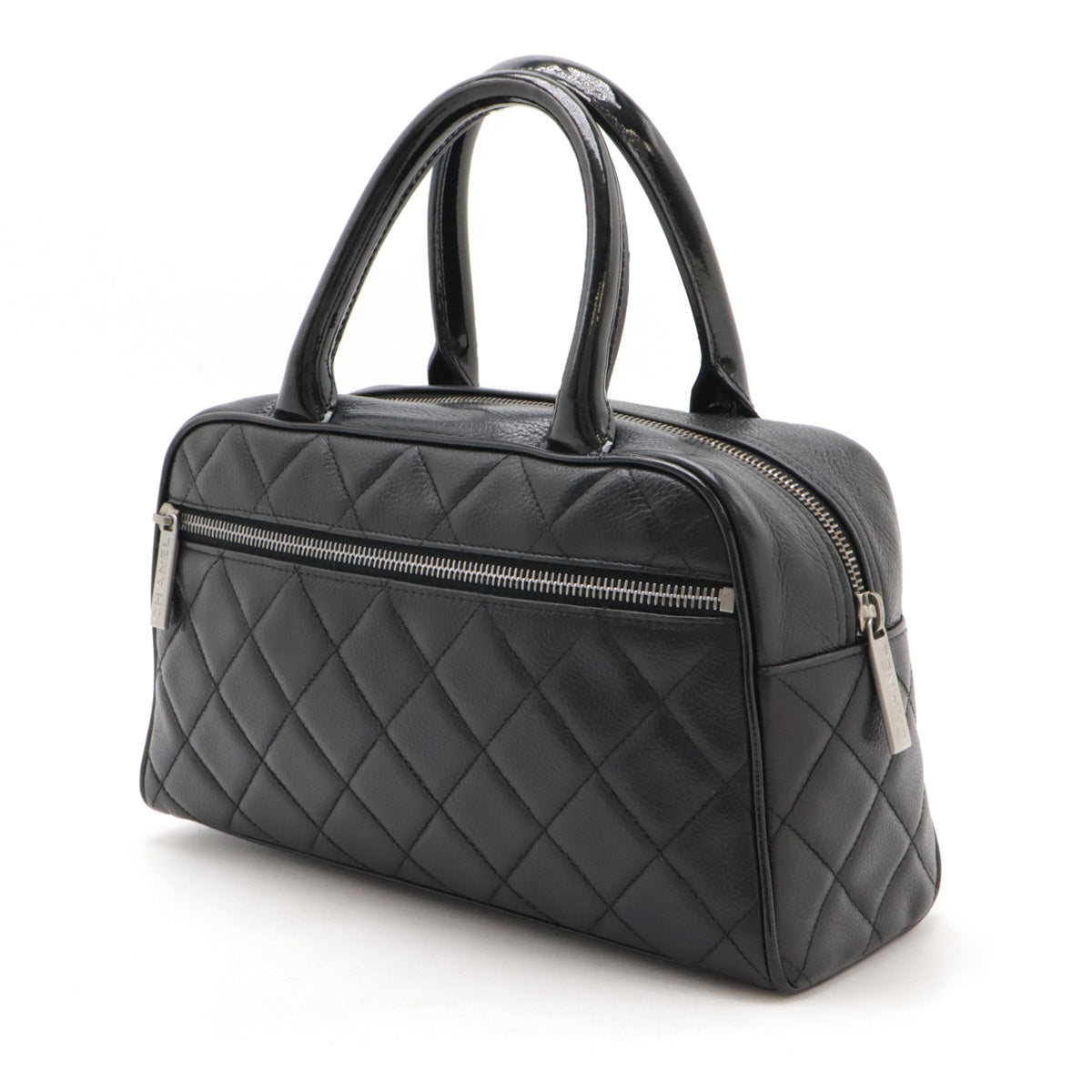 Chanel Logo Matelasse Handbag Black