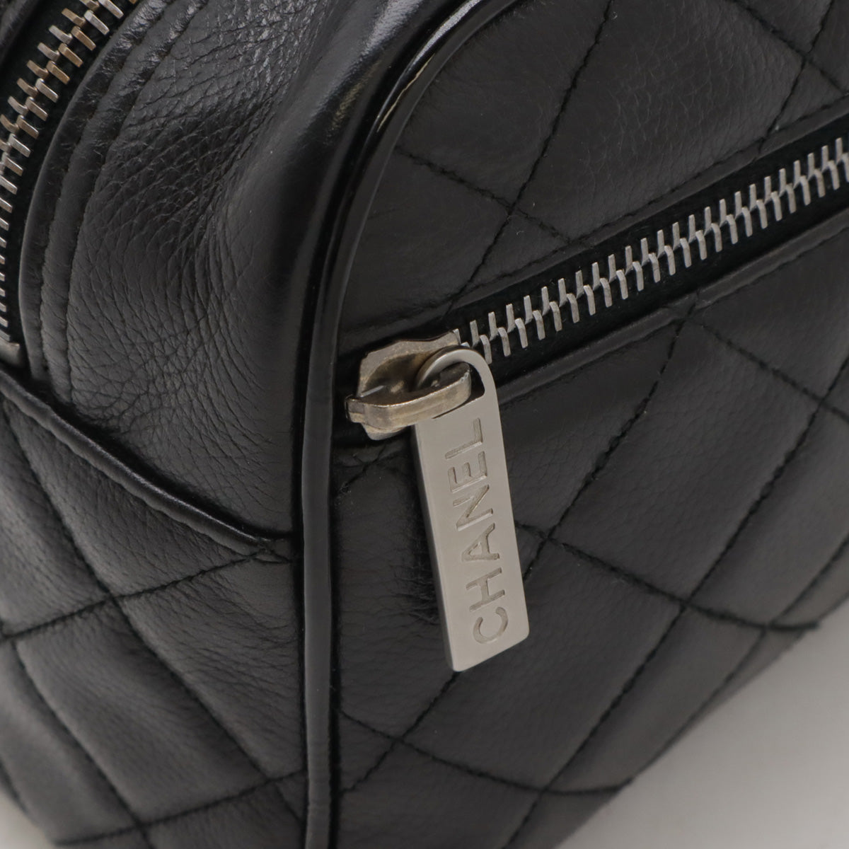 Chanel Logo Matelasse Handbag Black