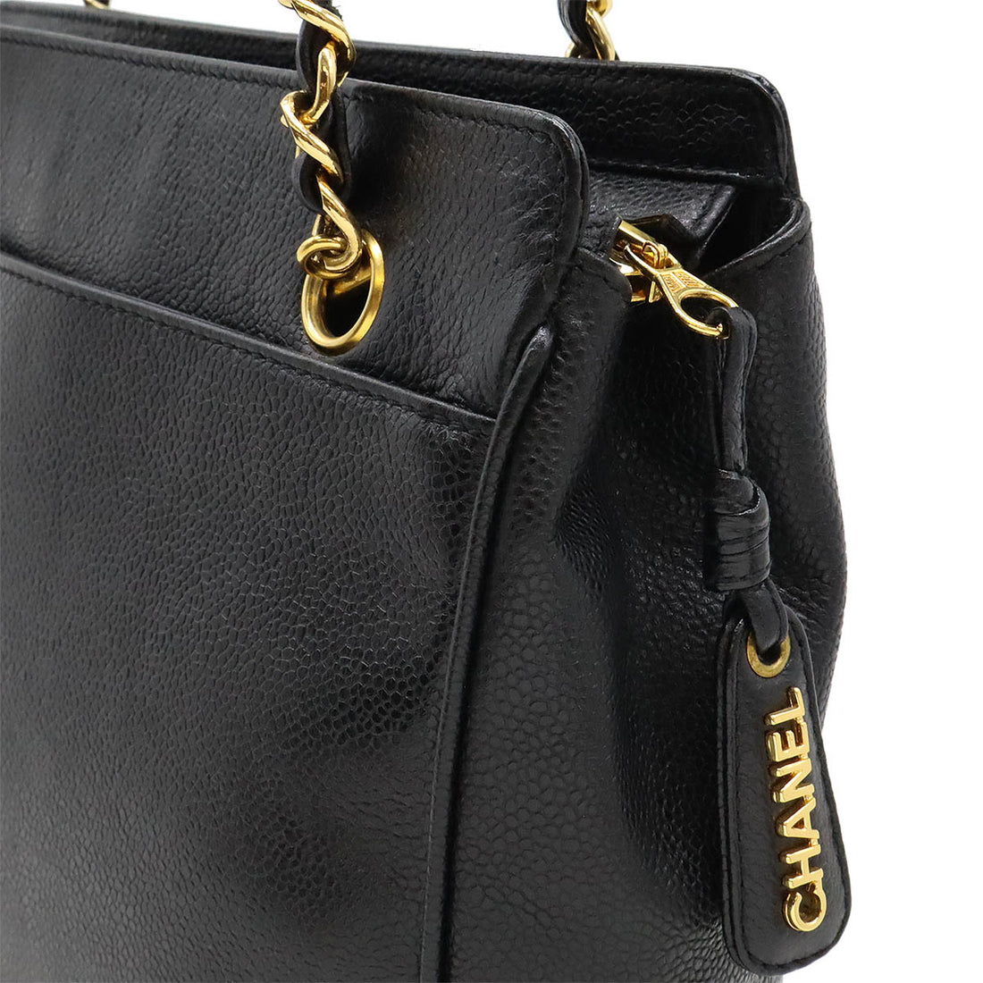 Chanel Caviar Skin Triple Coco Chain Shoulder Bag