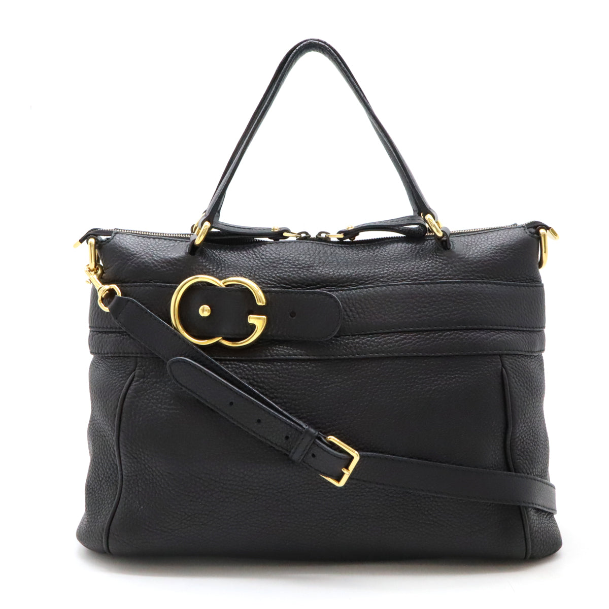 Gucci Leather GG Ride Tote Bag 2WAY Shoulder Bag Black