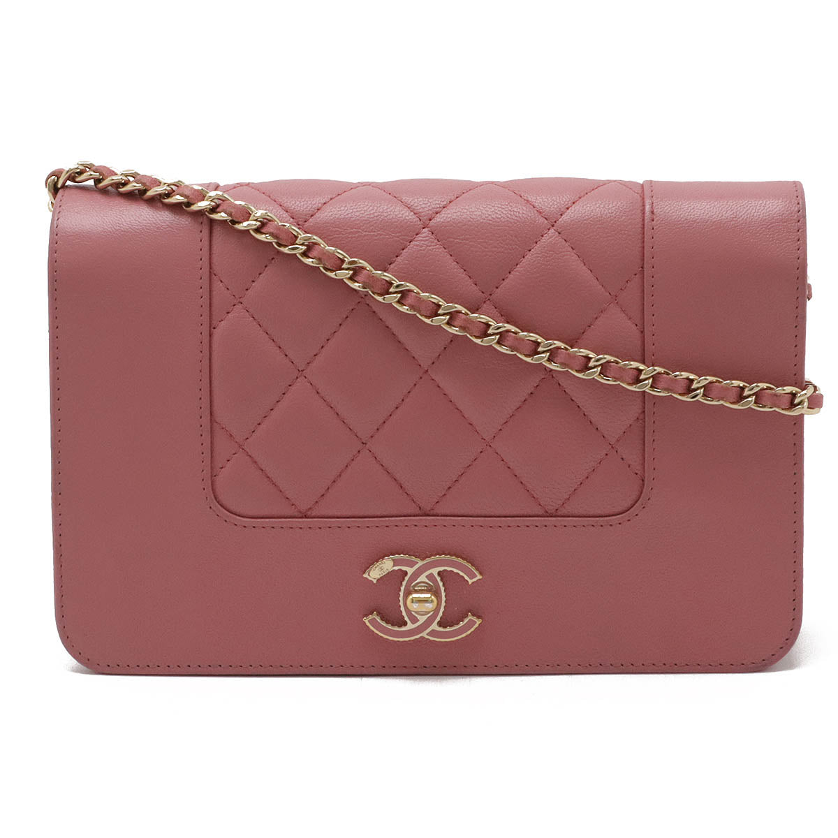 Chanel Leather Mademoiselle Matelasse Chain Wallet