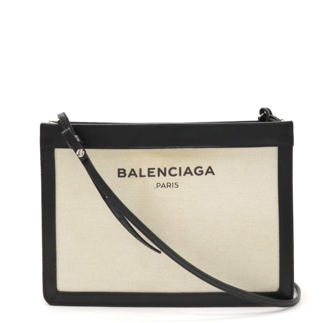 Balenciaga Navy Pochette Logo 2WAY Shoulder Bag Canvas Leather