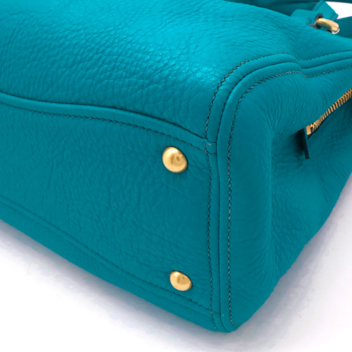 Miu Miu Vitello Carib Leather 2WAY Handbag Shoulder Bag Turquoise RN0757 in Great Condition