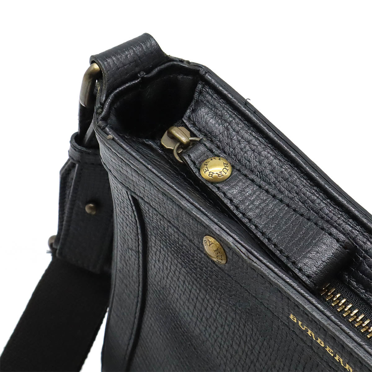 Burberry Leather Shoulder Bag Black Gold Hardware