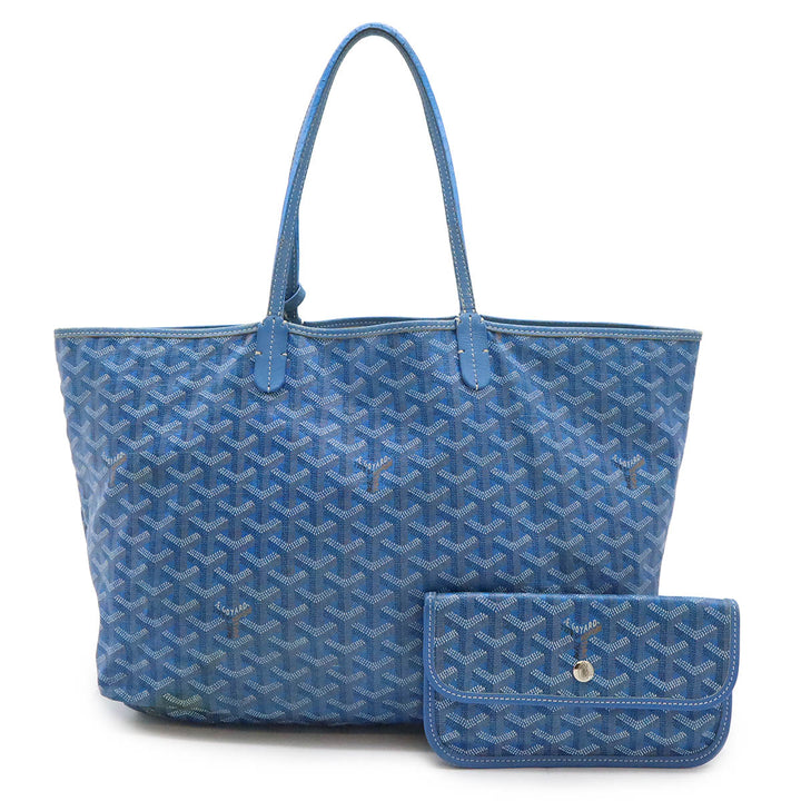 Goyard St. Louis PM Tote Bag Coated Canvas/Leather Blue White in Good Condition