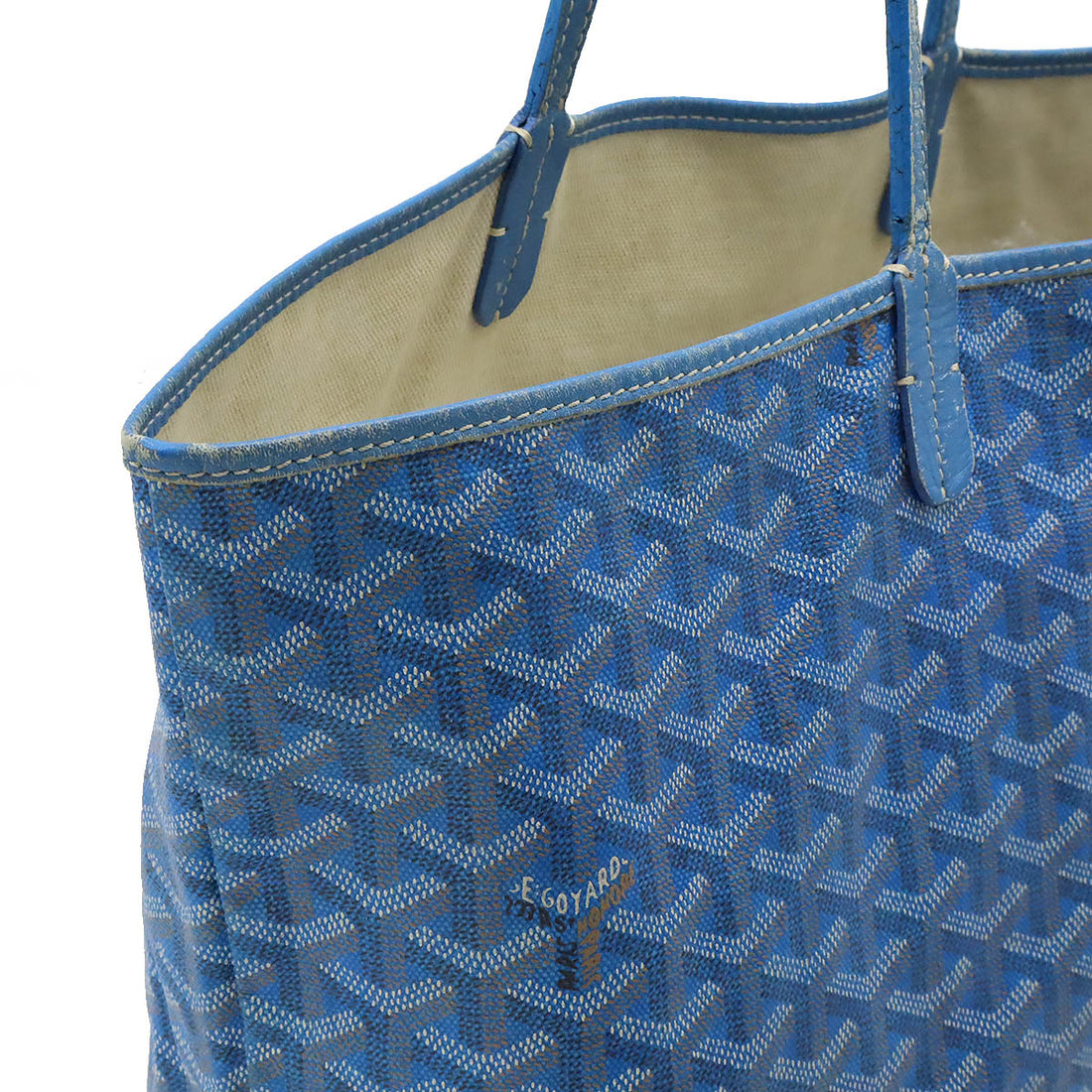 Goyard St. Louis PM Tote Bag Coated Canvas/Leather Blue White in Good Condition