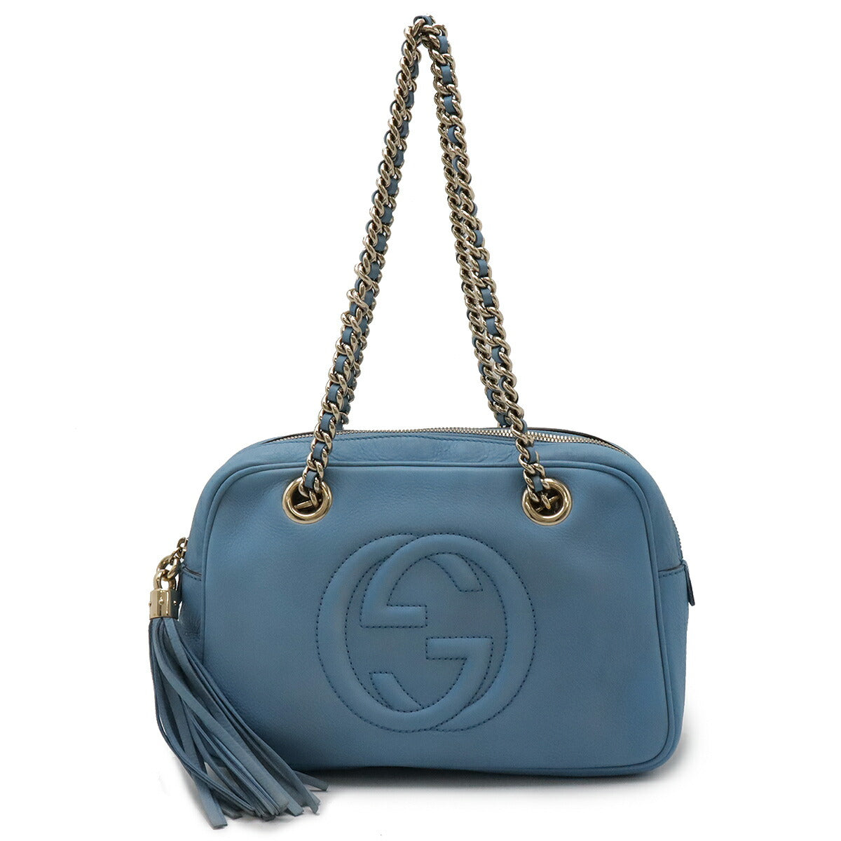 Gucci Soho Leather Chain Shoulder Bag Light Blue in Very Good Condition