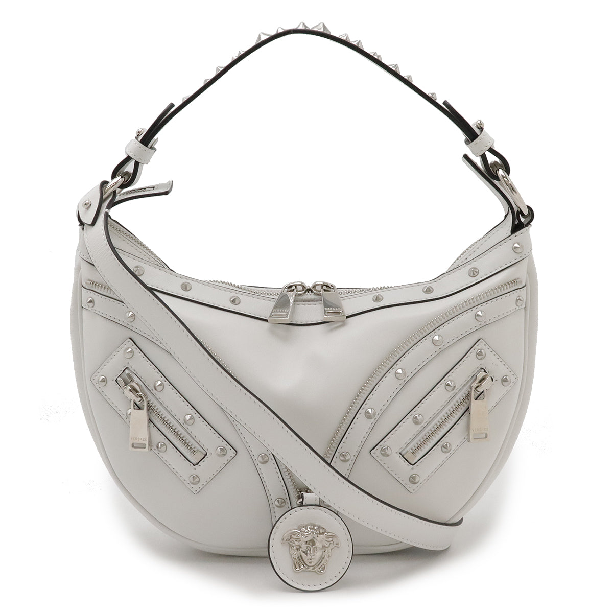 Versace Small 2WAY Medusa Leather Studded Hobo Shoulder Bag