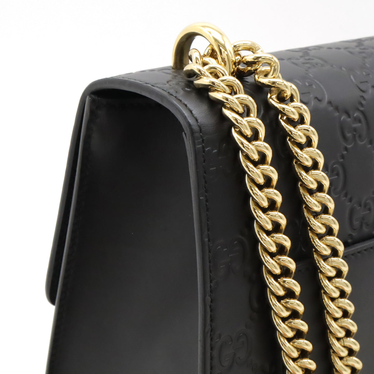 Gucci Leather Padlock Shoulder Bag Black Gold Hardware in Great Condition