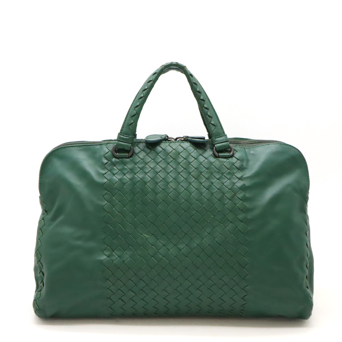 Bottega Veneta Intrecciato Leather Handbag Tote Green