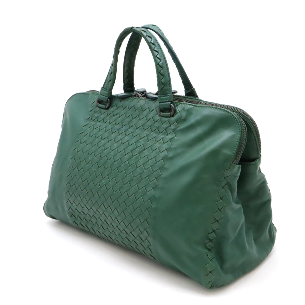 Bottega Veneta Intrecciato Leather Handbag Tote Green