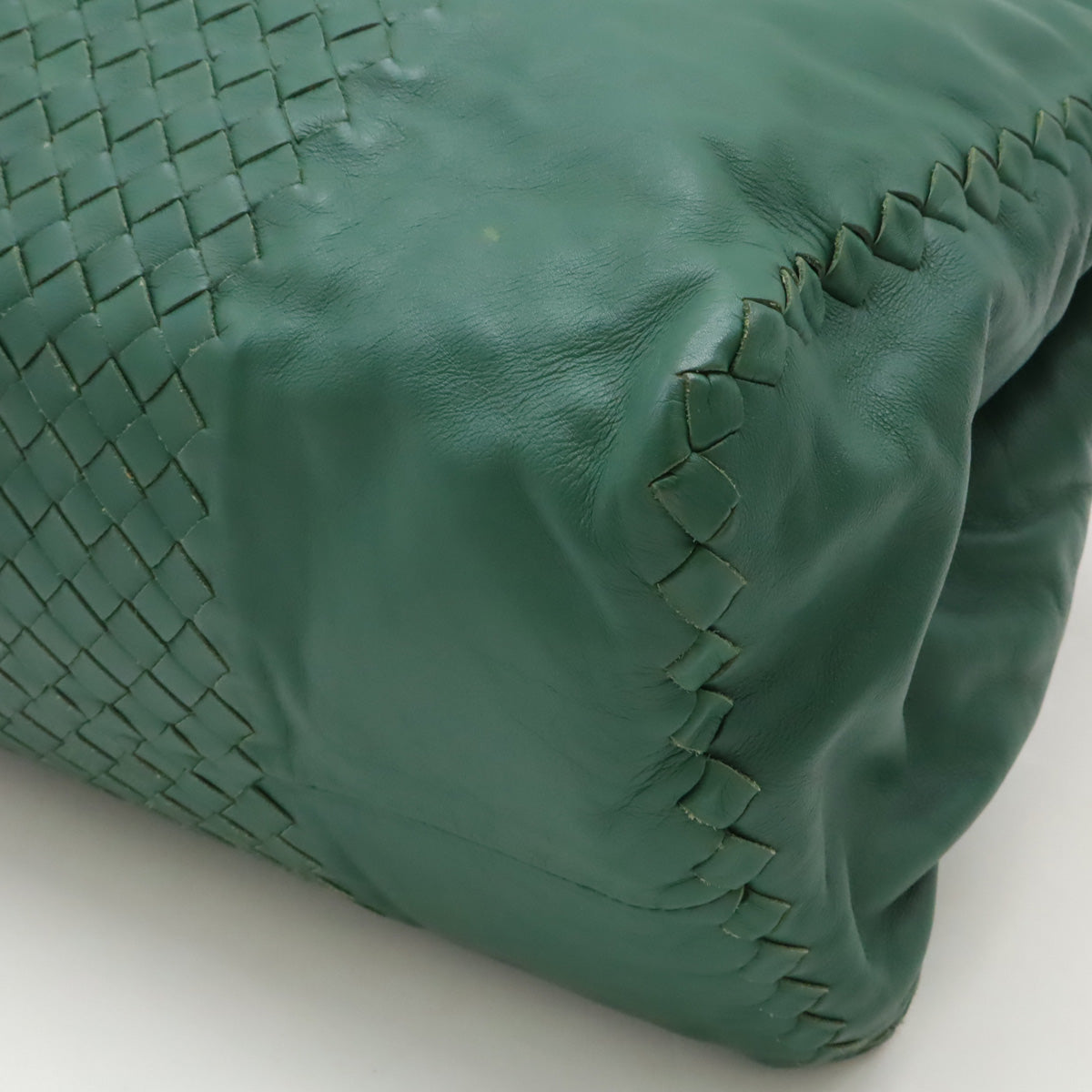 Bottega Veneta Intrecciato Leather Handbag Tote Green