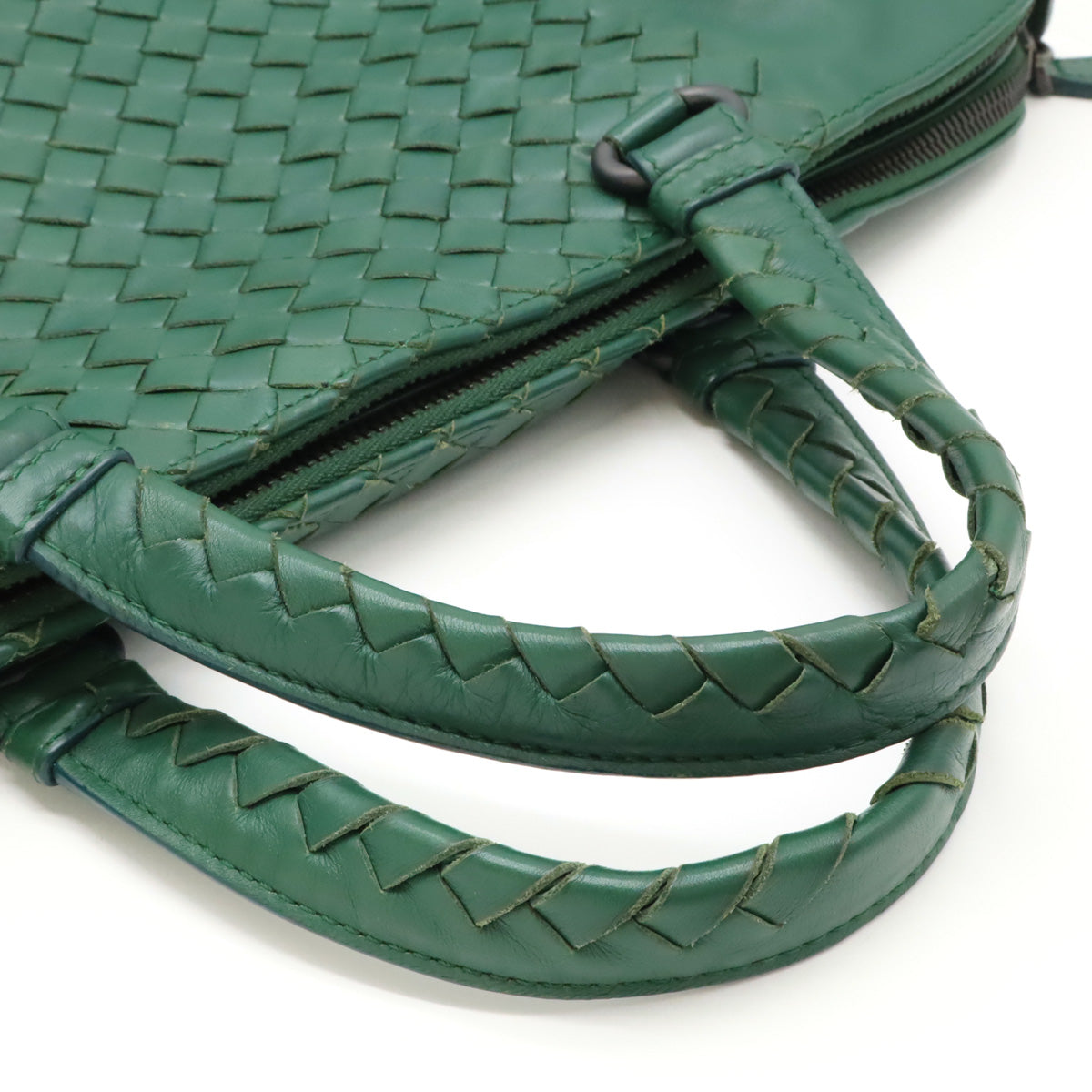 Bottega Veneta Intrecciato Leather Handbag Tote Green