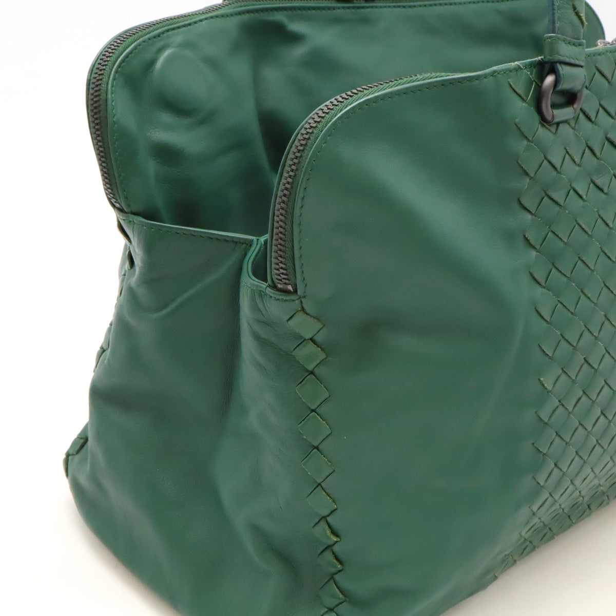 Bottega Veneta Intrecciato Leather Handbag Tote Green