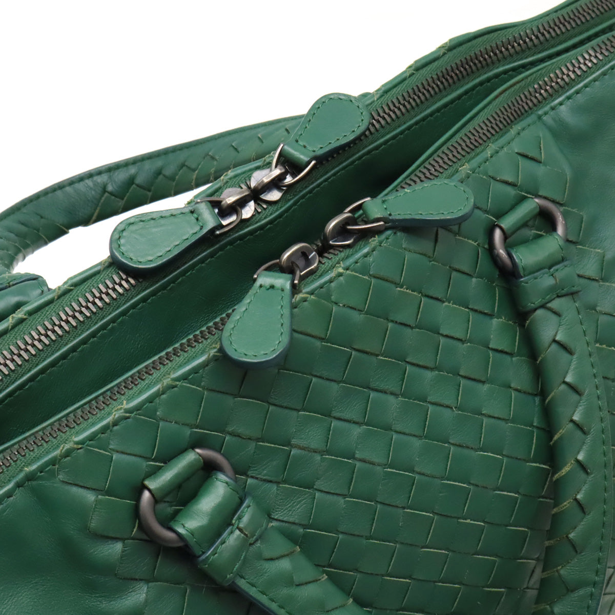 Bottega Veneta Intrecciato Leather Handbag Tote Green