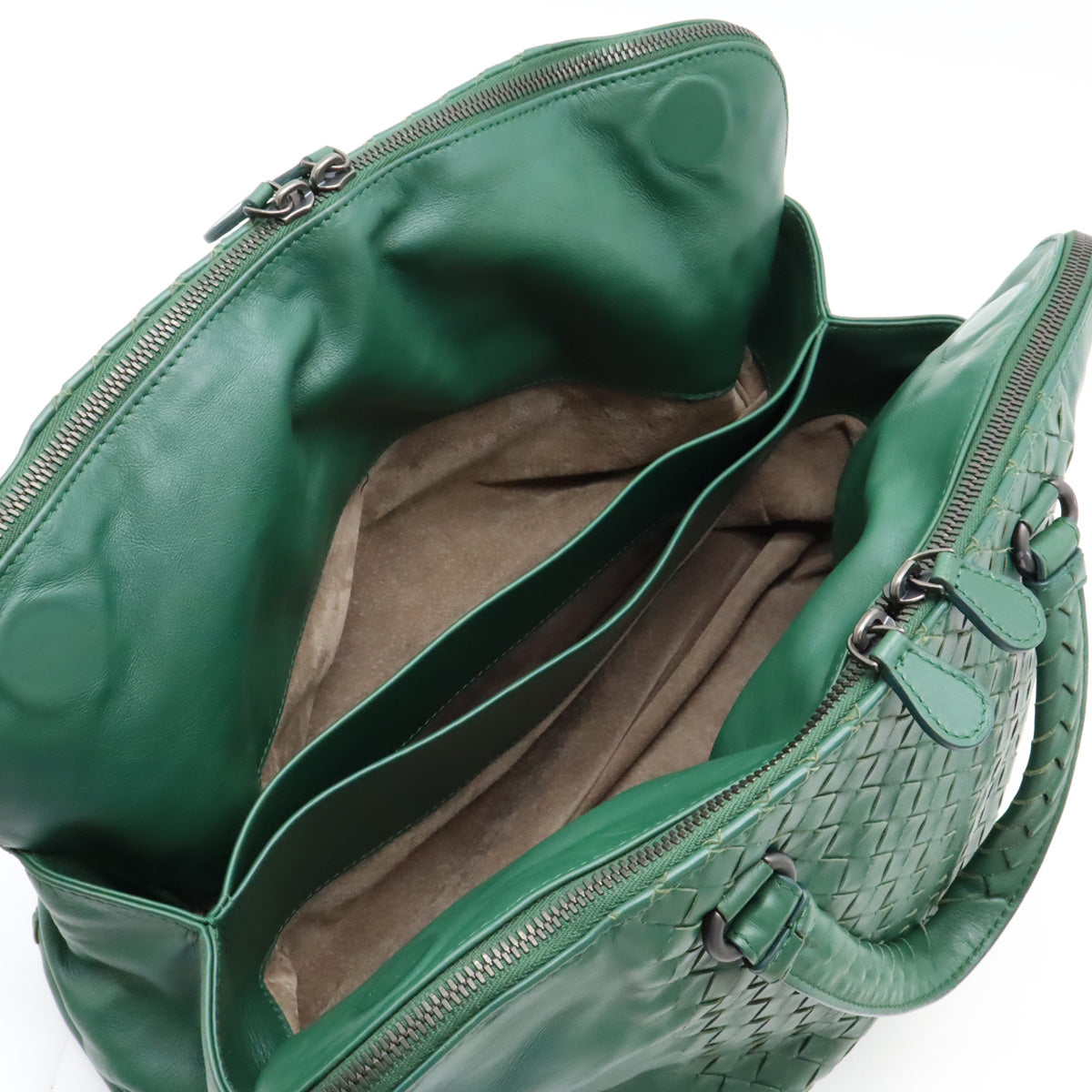 Bottega Veneta Intrecciato Leather Handbag Tote Green