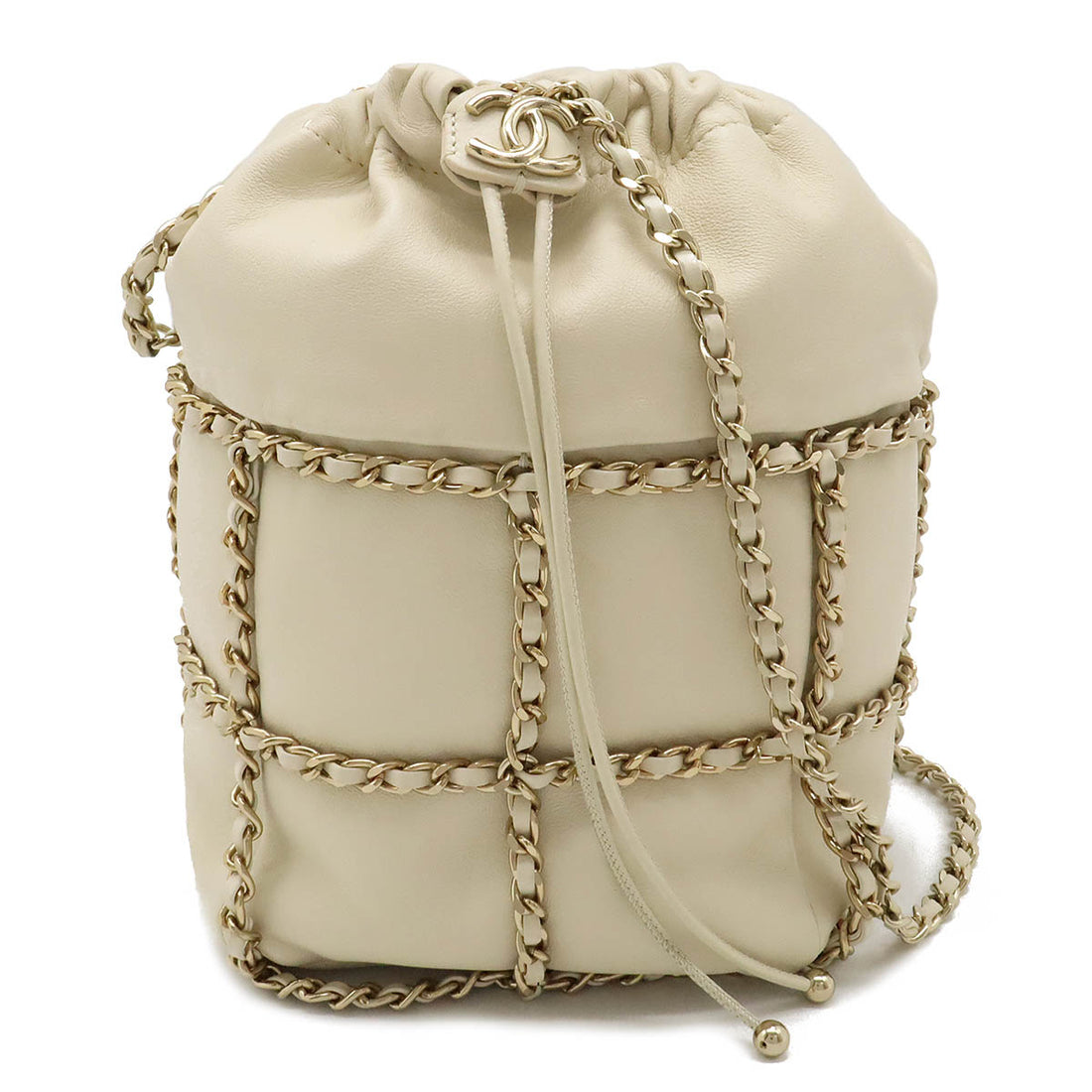 Chanel Lambskin Chain Shoulder Bag Ivory